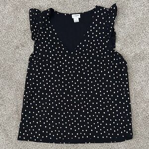 J. Crew Black/Metallic Gold Polka Dot Blouse - size 6
